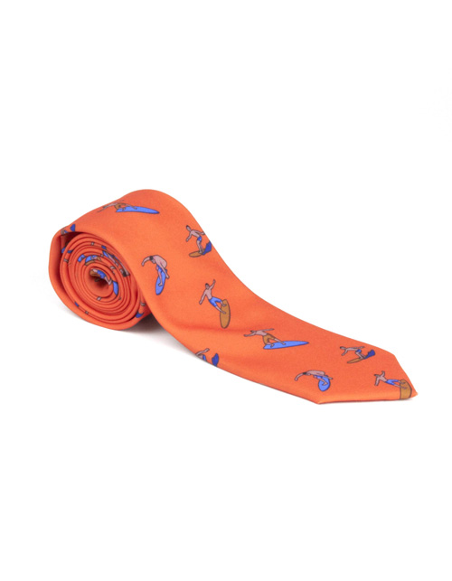 Cravate surfer orange