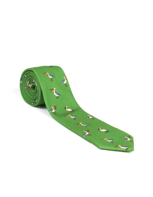 Corbata pelícano verde