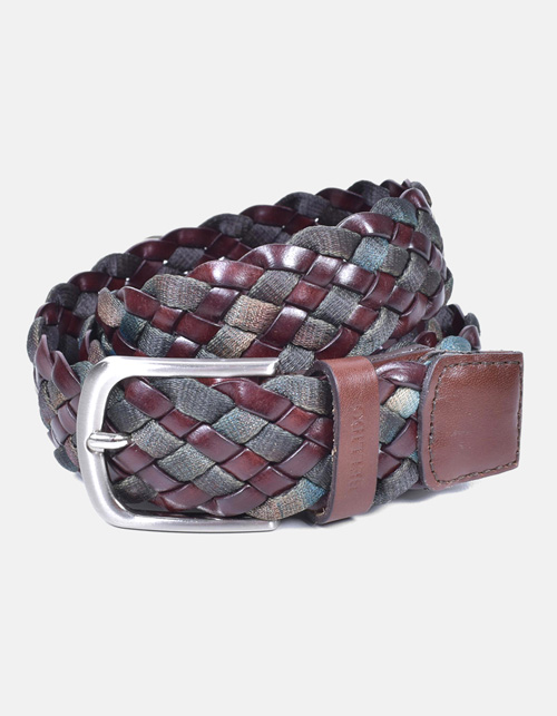 Braided leather-linen belt
