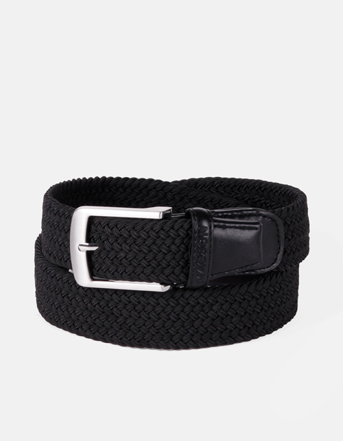 Textile belt with leather appliqués