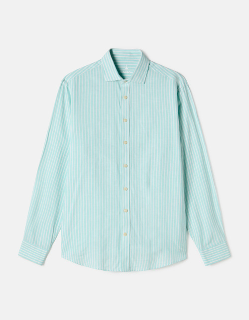 Aquamarine stripes shirt.