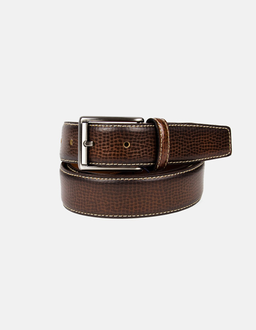 Engraved leather belt.